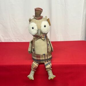 Loving Kindness Beanbag bottom Shelf sitter Plaid Owl Plush Toy with Bow Tie 21"